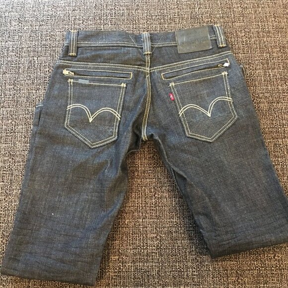LEVI’S Skinny 511 Drk Denim Jeans Red Tab Black Label Back Zip Pockets W30 L30 - Picture 3 of 11